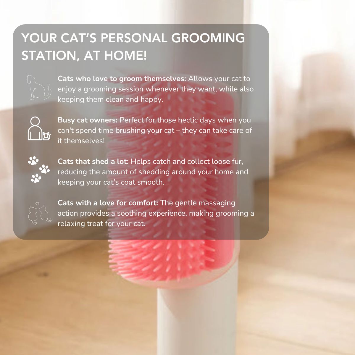 Serenosole™ CatCuddle Cat Self Grooming Massage Toy | Your cat can groom, chill, and de-shed all on their own | Softest Self-Groomer 2024